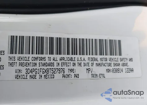 2011 Dodge Journey Mainstreet z USA, uszkodzony, nr VIN 3D4PG1FGXBT527976